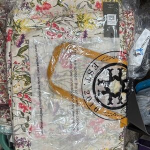 Myra Floral Tote weekender Bag with Yellow Handles